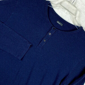 Two Blind Brothers Henley Shirt Mens L Navy Bamboo Rayon Preppy Classic NYC USA